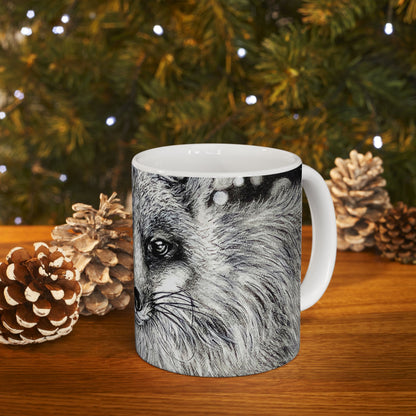 Curious Fox in Charcoal - Ceramic Mug 11oz