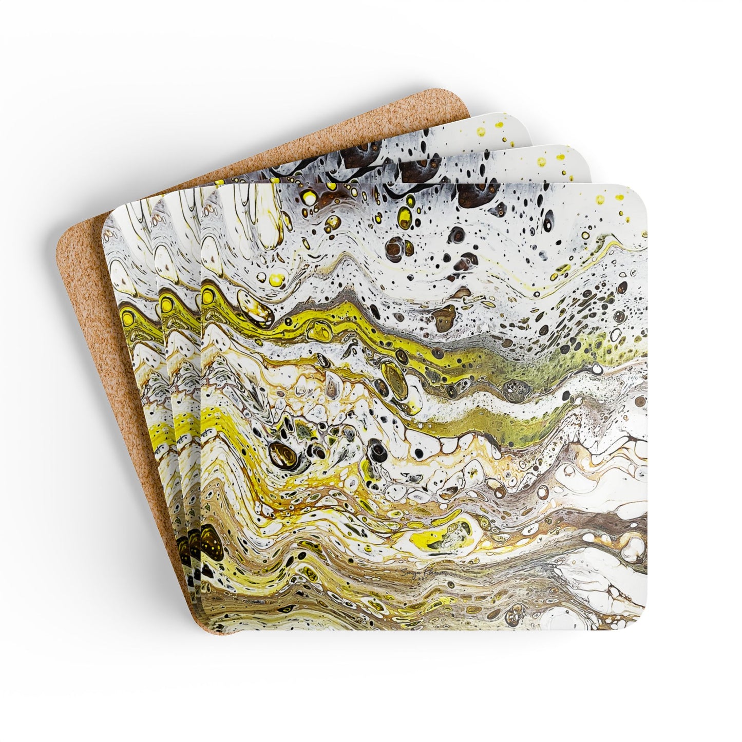 Fluid Art 6 - Corkwood Coaster Set