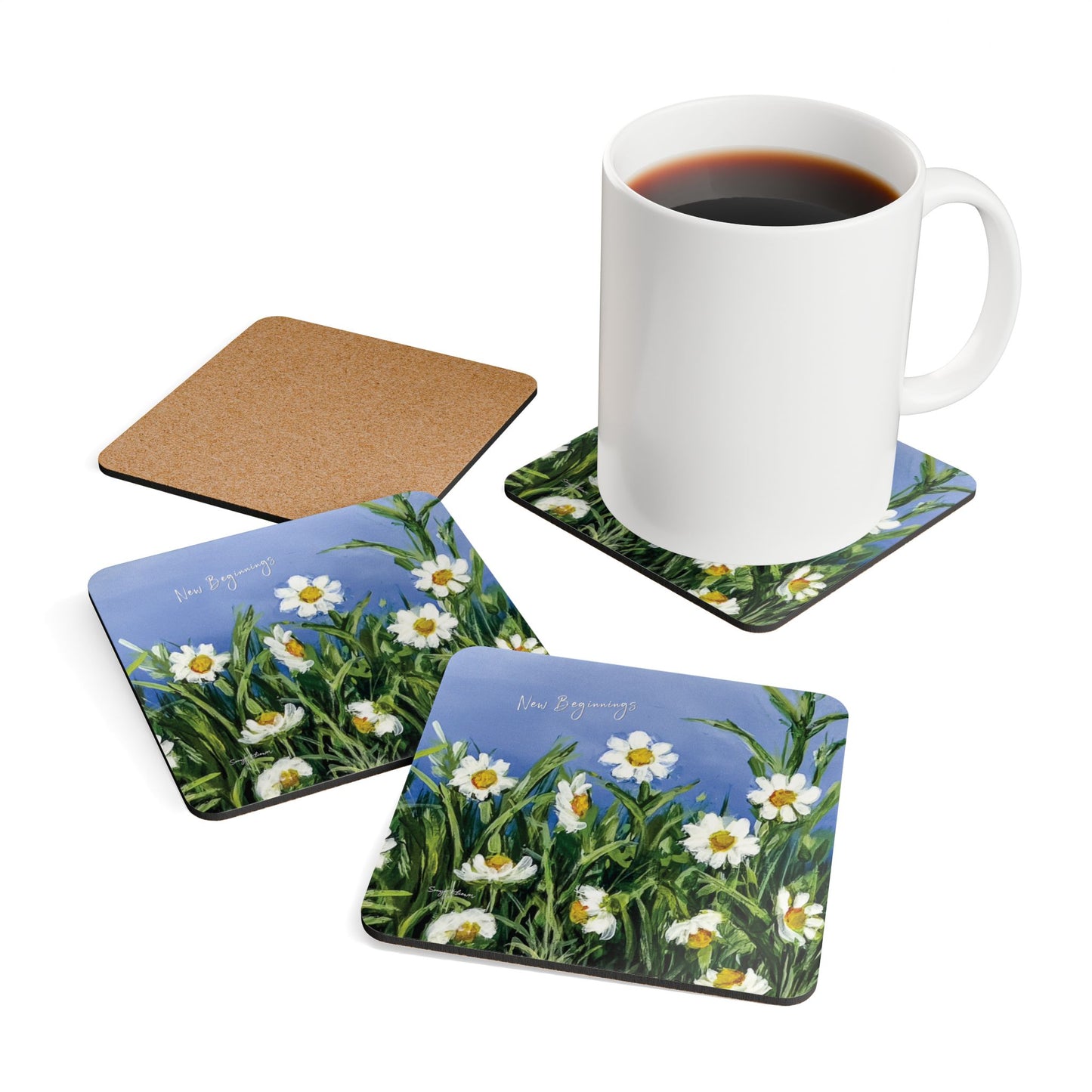 Wild Daisies - Corkwood Coaster Set