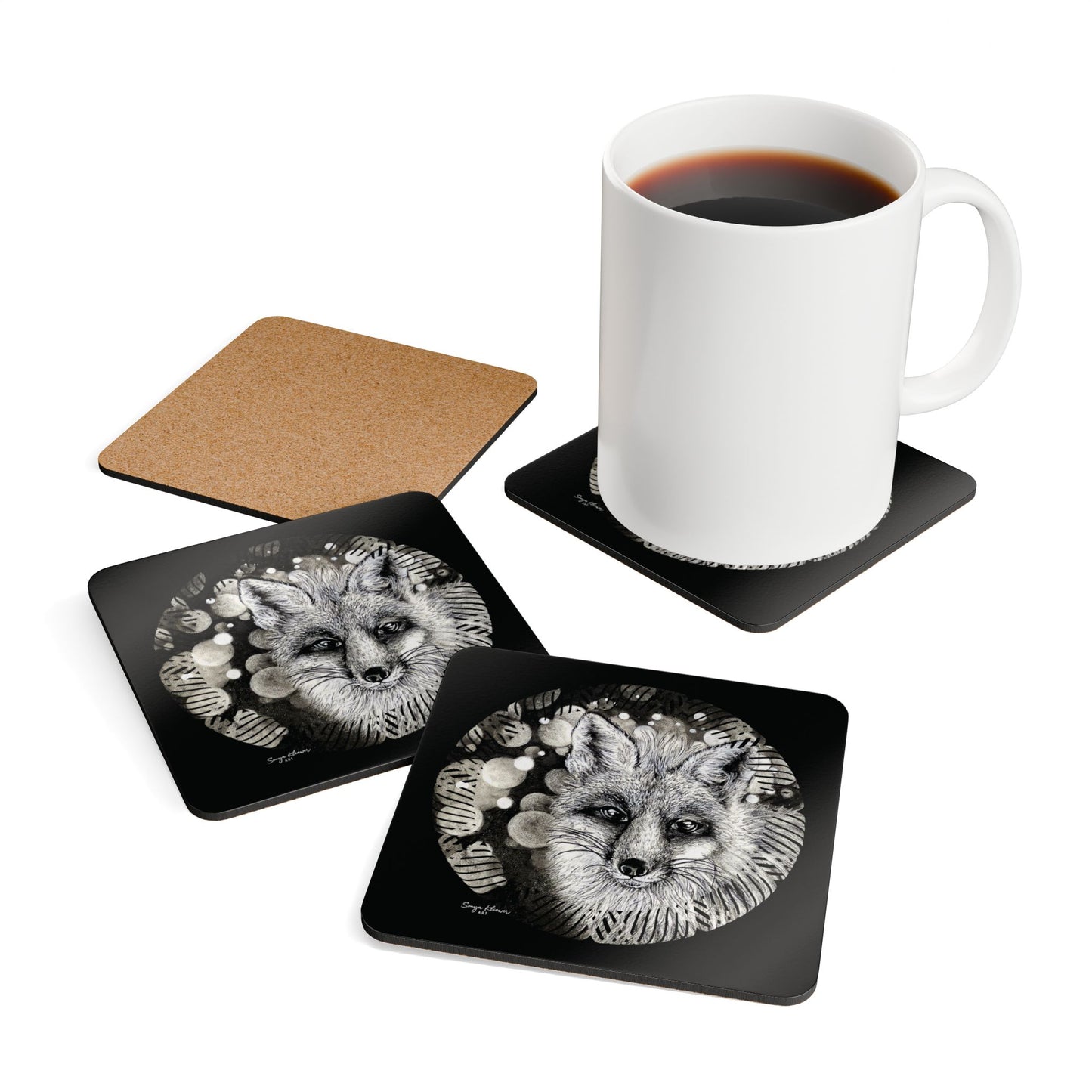 Curious Fox - Corkwood Coaster Set