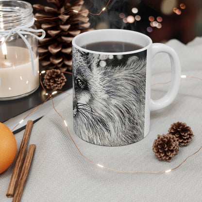 Curious Fox in Charcoal - Ceramic Mug 11oz