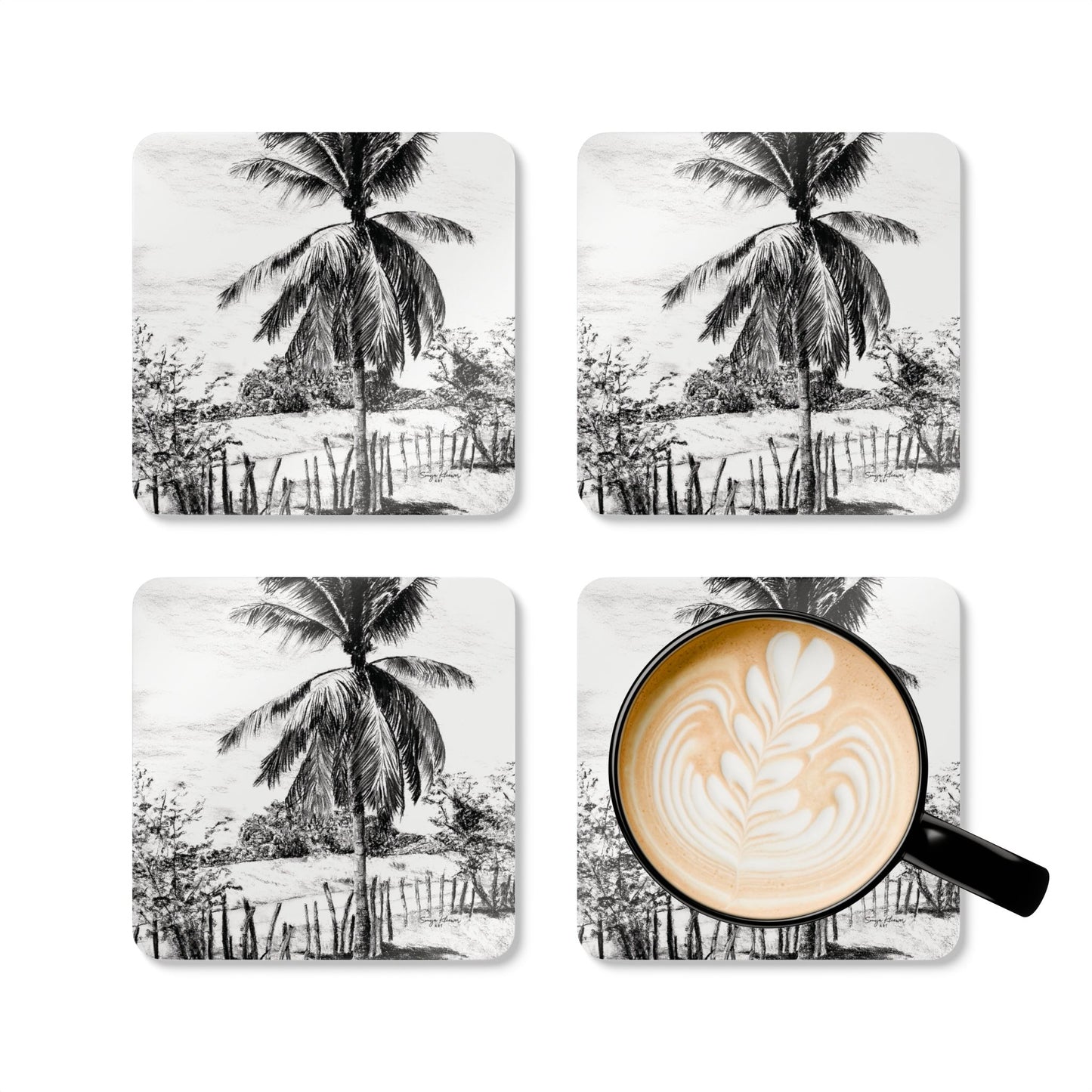 Palm Tree in Belize - Corkwood Coaster Set