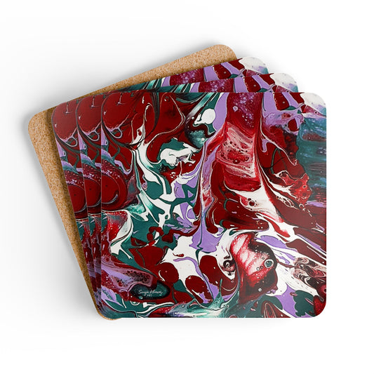 Fluid Art 3 - Corkwood Coaster Set