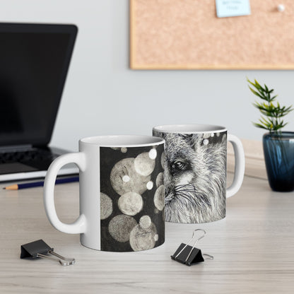 Curious Fox in Charcoal - Ceramic Mug 11oz