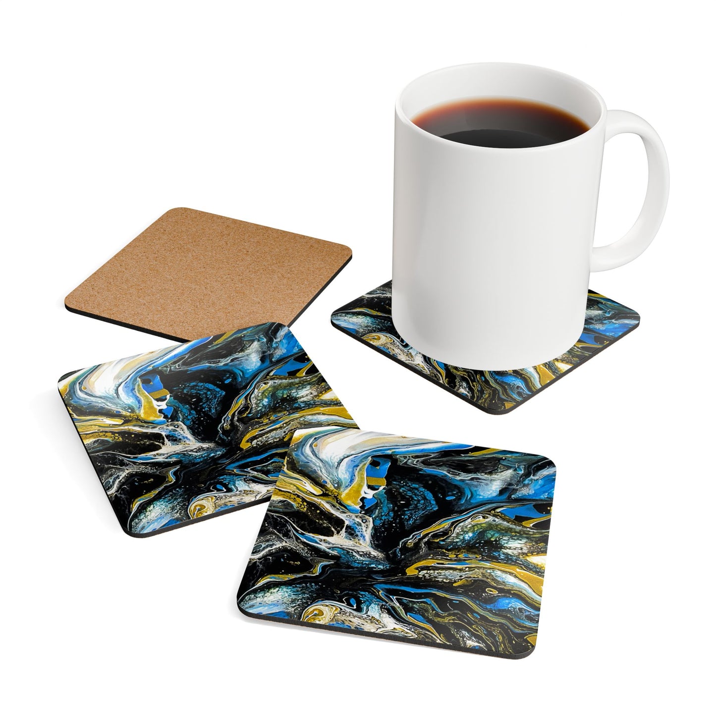 Fluid Art 1 - Corkwood Coaster Set