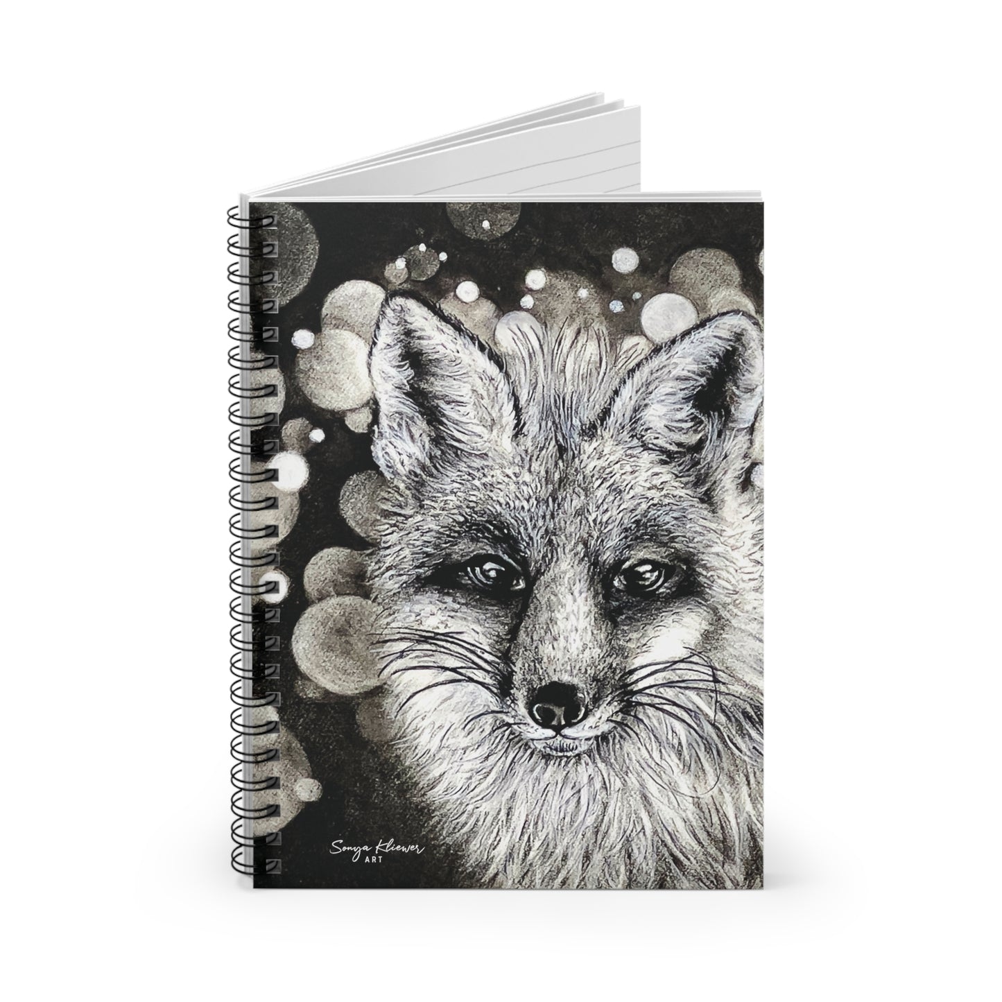 Curious Fox in Charcoal - Spiral Notebook