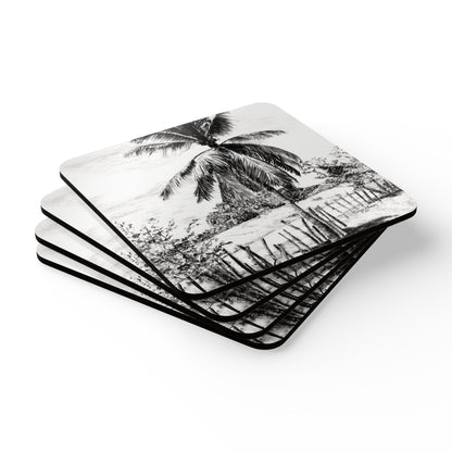 Palm Tree in Belize - Corkwood Coaster Set