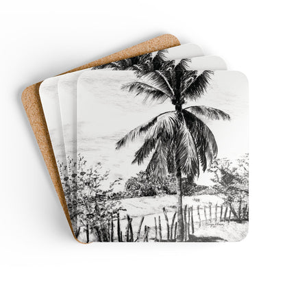 Palm Tree in Belize - Corkwood Coaster Set