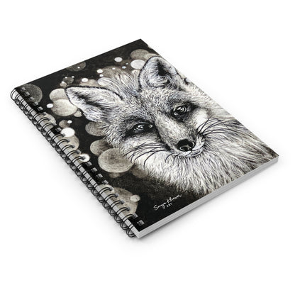 Curious Fox in Charcoal - Spiral Notebook