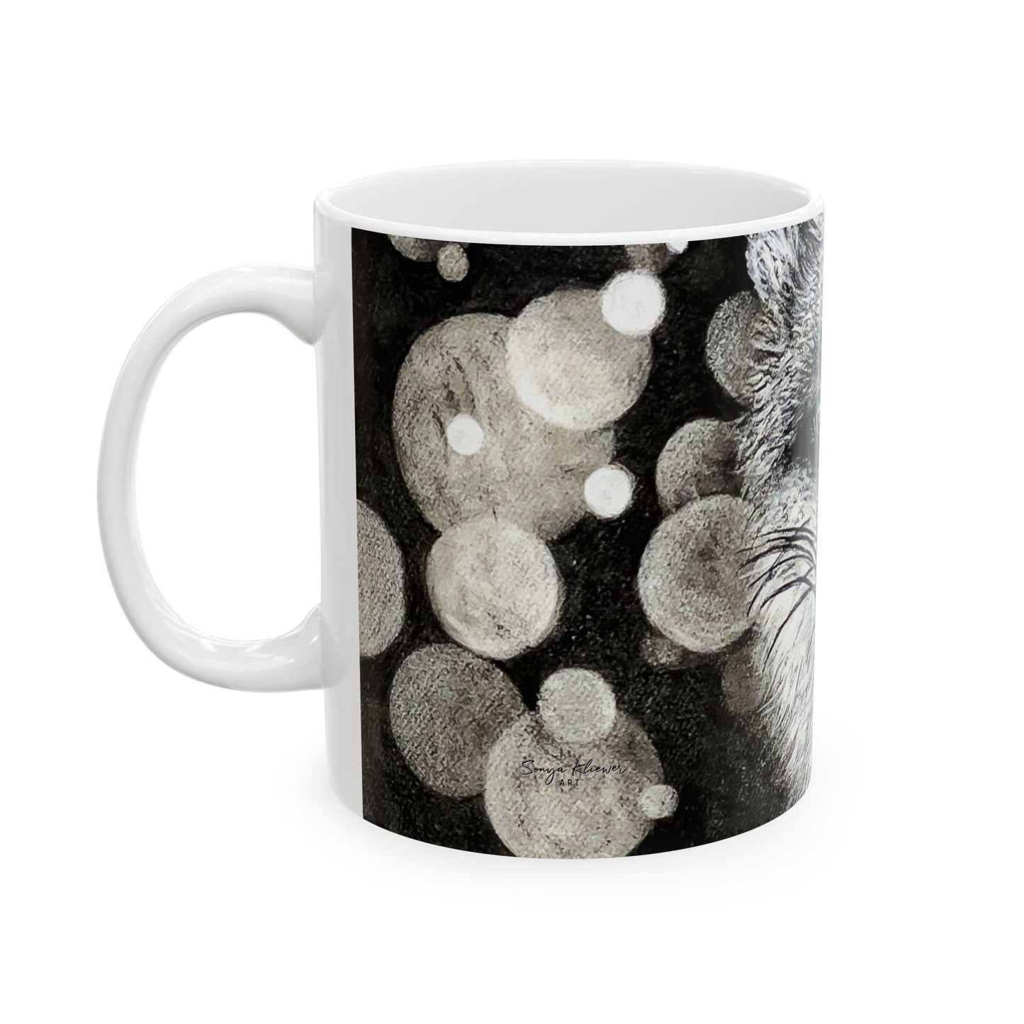 Curious Fox in Charcoal - Ceramic Mug 11oz