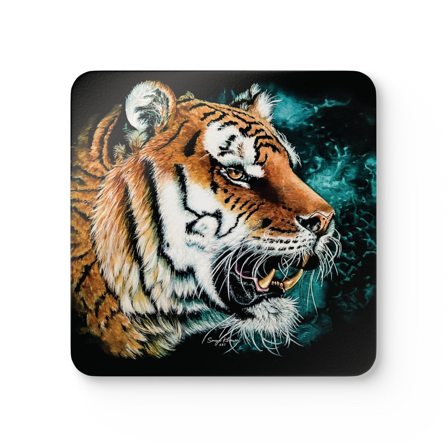 Tiger Portrait - Corkwood Coaster Set