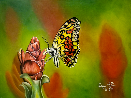 Butterfly on Flower - Original
