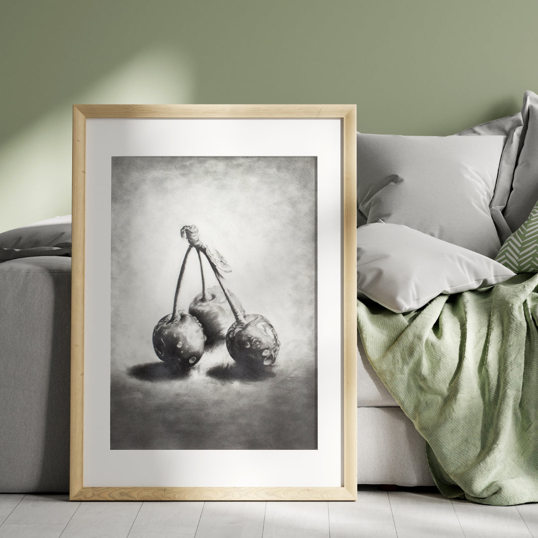 Cherries in Graphite - Print